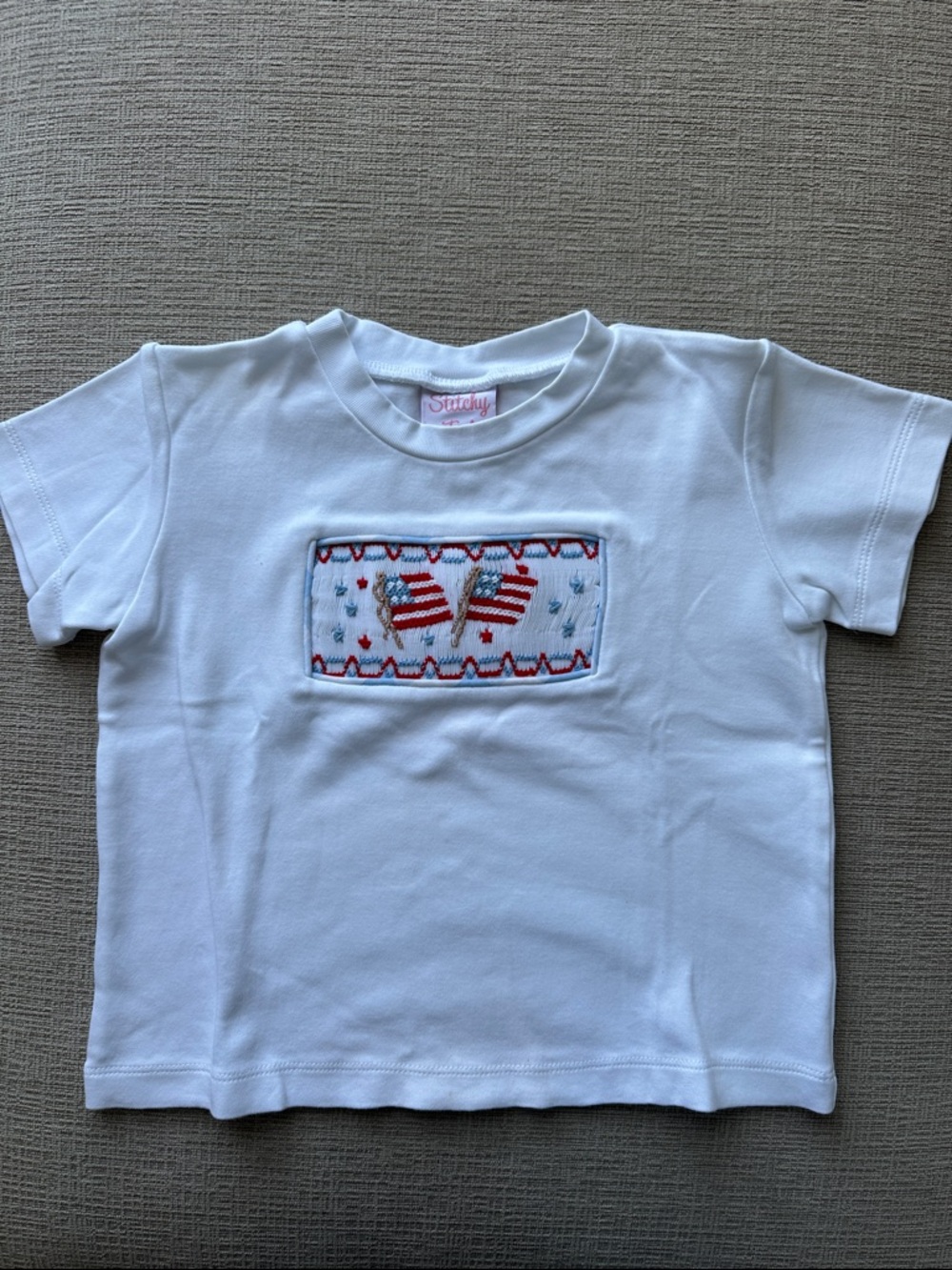 Stitchy Fish Patriotic Smocked Flags Size 3T